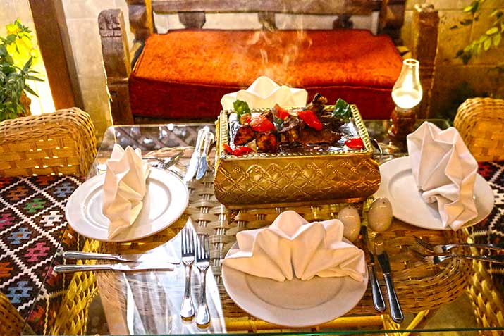 Freshly prepared food in the restaurant
